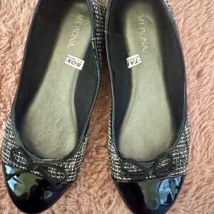 Merona Black Tweed Ballet Flats with Patent Cap Toe